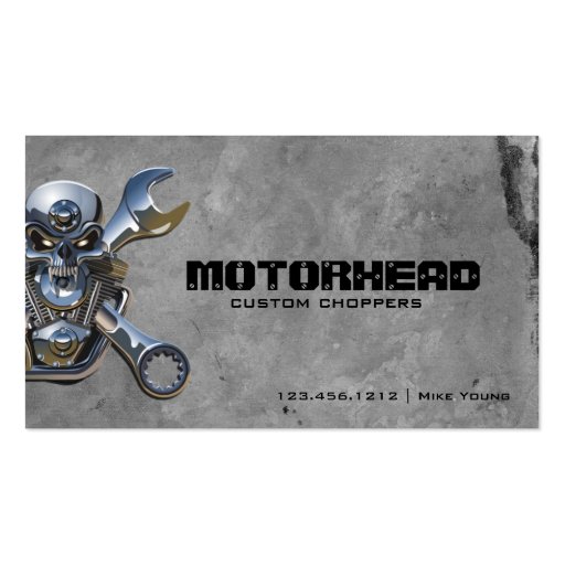 Metalwork Skull and Wrench Business Cards (front side)