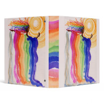 Metamorphosis Rainbow Woman Watercolor Painting 3 Ring Binders