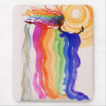 Metamorphosis Rainbow Woman Watercolor Painting Mousepads