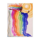 Metamorphosis Rainbow Woman Watercolor Painting postcards