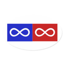 Métis Blue & Red Flag Oval Sticker
