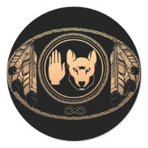 Metis Flag Art Stickers First Nations Wolf Gifts by artist_kim_hunter Metis Flag Art Stickers First Nations Wolf Gifts