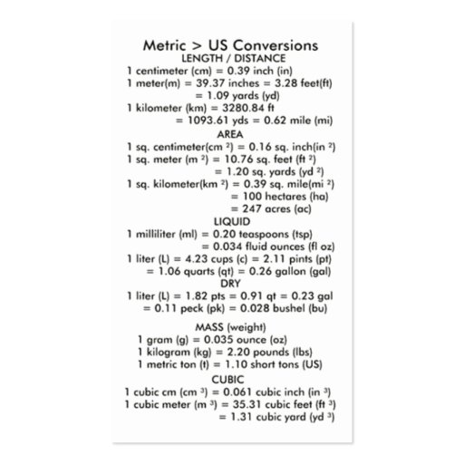 metric-to-us-conversions-business-card-zazzle