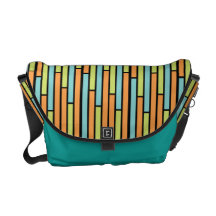 Metro Retro Skinny Rectangle Pattern on Black Messenger Bags