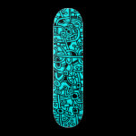 Metropolis I - Black on Cyan skateboards