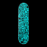Metropolis III - Black on Cyan skateboards
