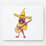 Mexican Chili Playing a Guitar Mouse Pad