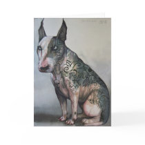 Mexican day of the dead bull terrier greeting card