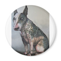 Mexican day of the dead bull terrier refrigerator magnet