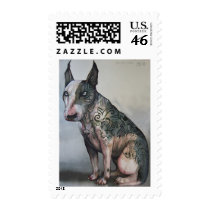 Mexican day of the dead bull terrier stamps