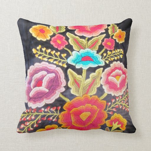 Mexican Embroidery design Throw Pillow Zazzle