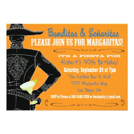 Mexican Fiesta Banditos, Senoritas & Margaritas Personalized Announcements