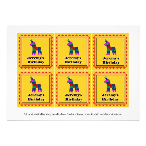 Mexican Fiesta Birthday Party Favor Tags Invites