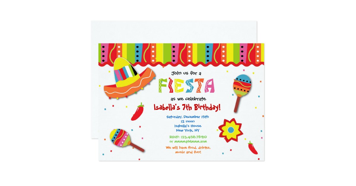 Mexican Fiesta Birthday Party Invitations | Zazzle
