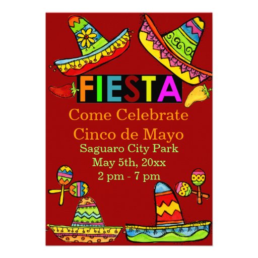 Mexican Fiesta Cinco de Mayo Invitations Red