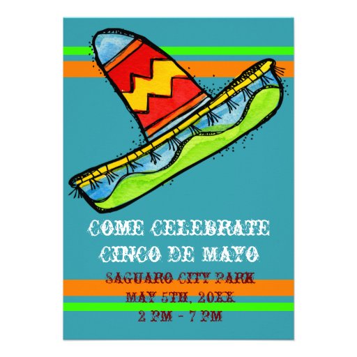 Mexican Fiesta Cinco de Mayo Invitations Teal