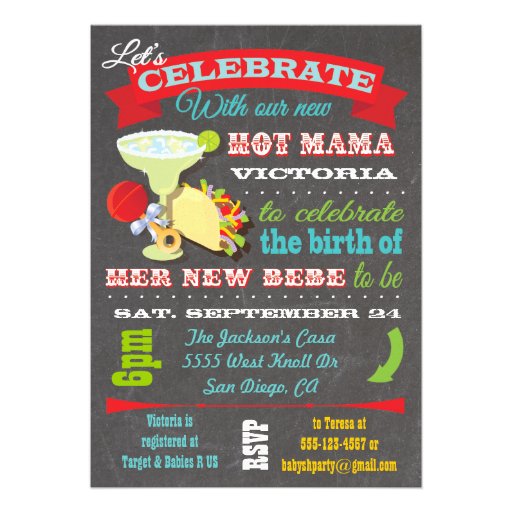 Mexican Fiesta Hot Mama Baby Shower Invitation