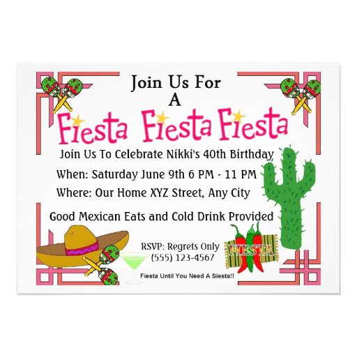 Mexican Fiesta Invites Birthday Party