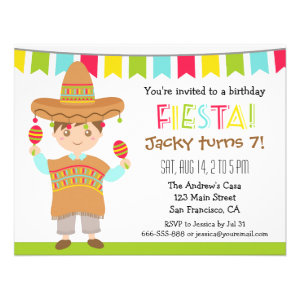 Mexican Fiesta Kids Birthday Party Invitations