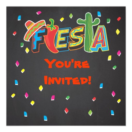Mexican Fiesta Party Invitation on blackboard