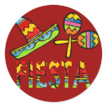 Mexican Fiesta Party Sombrero Maraca Stickers