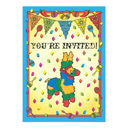 Mexican Fiesta Pinata Birthday Party Invitation