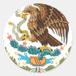 MEXICAN FLAG - MEXICO STYLE - COAT OF ARMS ROUND STICKERS