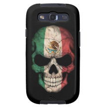 Mexican Flag Skull on Black Galaxy SIII Covers