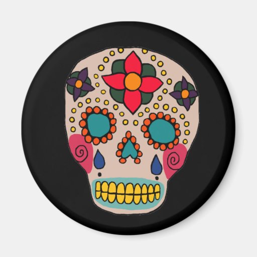 Mexican Folk Art Sugar Skull Fridge Magnets