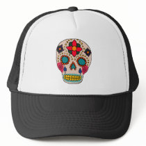 Mexican Folk Art Sugar Skull Mesh Hat