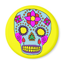 Mexican Folk Art Sugar Skull Refrigerator Magnet