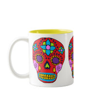 Mexican Folk Art Sugar Skull mugs by JuJuGarden Mexican Folk Art Sugar Skull mugs