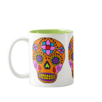 Mexican Folk Art Sugar Skull Coffee Mugs