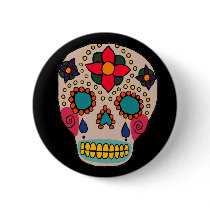 Mexican Folk Art Sugar Skull Pin buttons