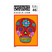 Mexican Folk Art Sugar Skull Postage