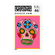 Mexican Folk Art Sugar Skull Postage