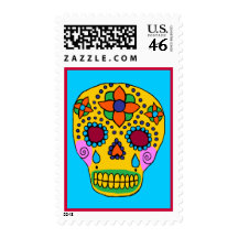 Mexican Folk Art Sugar Skull Postage