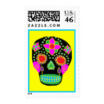 Mexican Folk Art Sugar Skull Postage