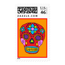 Mexican Folk Art Sugar Skull Postage