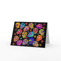 Mexican Folk Art Sugar Skulls Card