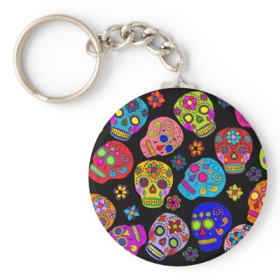 Mexican Folk Art Sugar Skulls Key Chains by JuJuGarden