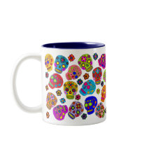 Mexican Folk Art Sugar Skulls mugs by JuJuGarden Mexican Folk Art Sugar Skulls mugs