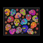 Mexican Folk Art Sugar Skulls Post Cards