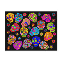 Mexican Folk Art Sugar Skulls Post Cards