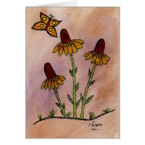 Mexican Hat Wildflowers with Butterfly Card