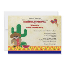 Mexican Hombre with Cactus Fiesta Birthday Invite invitations