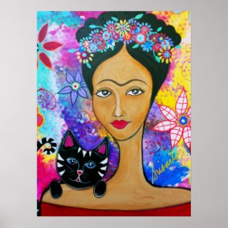 Mexican Lady and her Cat Poster zazzle_print