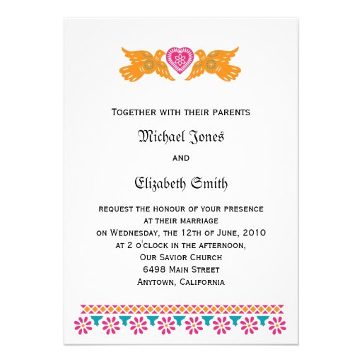 Mexican Love Birds Wedding Invitation