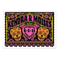 Mexican Papel Picado Skulls Wedding Invite