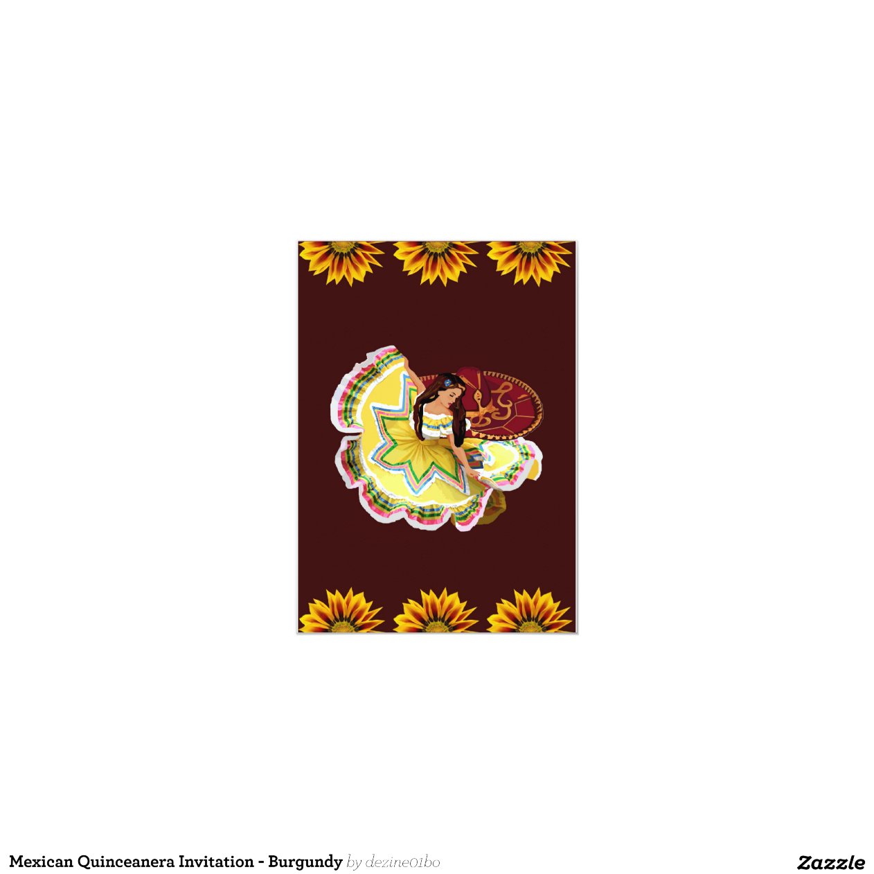 Mexican Quinceanera Invitation - Burgundy 5" X 7 ...